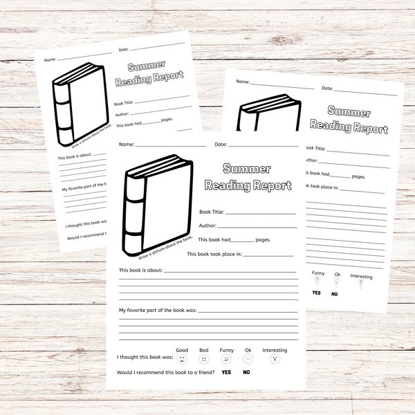 Summer Reading Report Printables (3 Different Designs)
