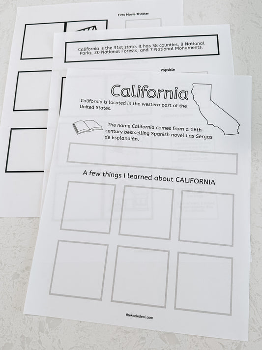California Worksheets and Unit Study