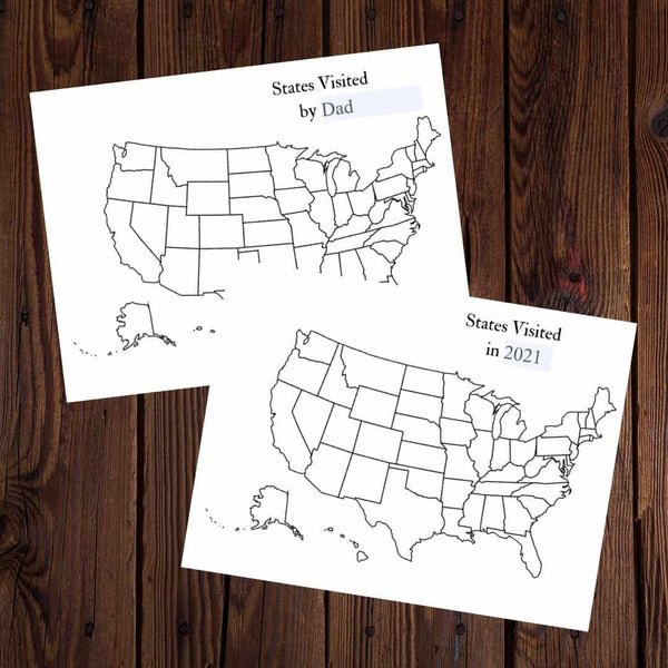 Editable Map of the USA (Travel Journal Page)